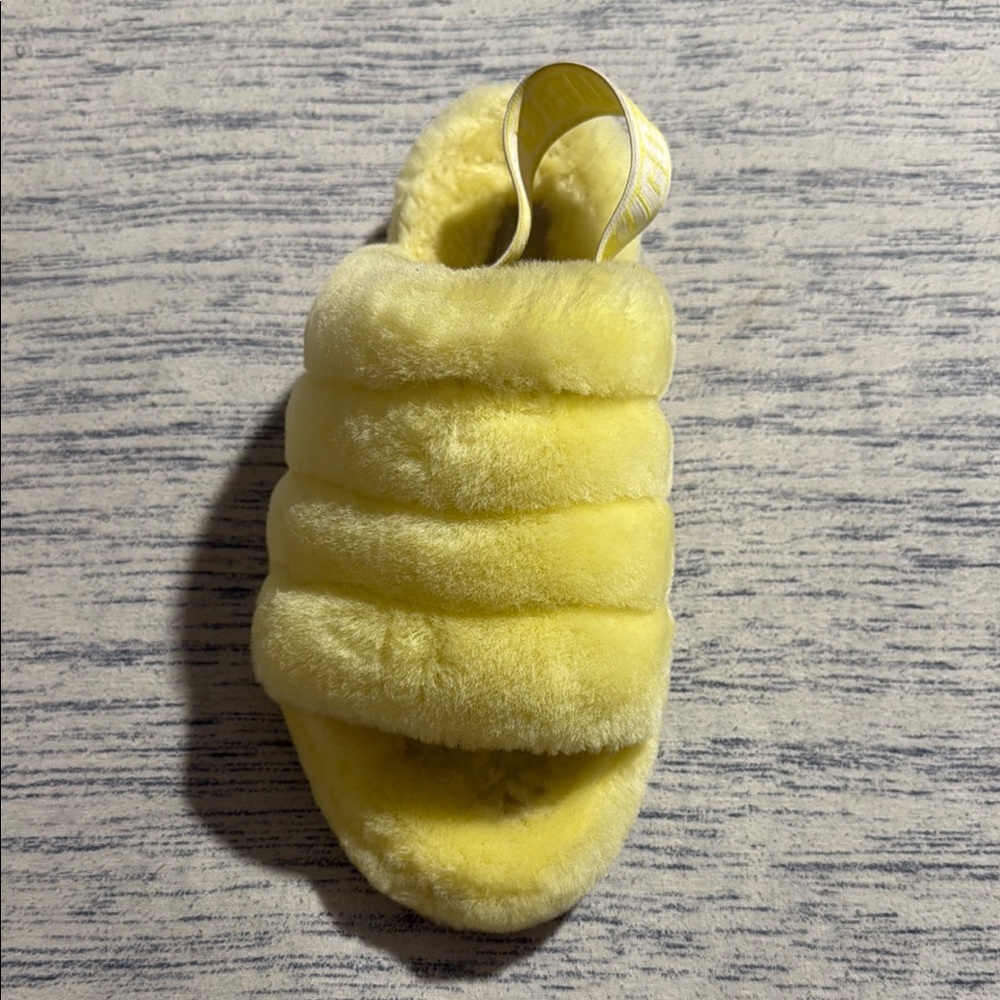 UGG Yellow Fluffy Slide Sandals